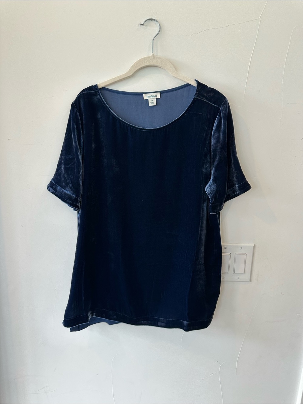 Sundance Blue Velvet Scoop Neck Top